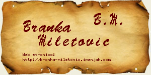 Branka Miletović vizit kartica